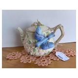 FITZ & FLOYD BLUEBIRD TEA POT 10" X 8" TALL