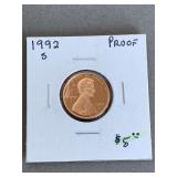 PROOF LINCOLN PENNY 1992S- CHECKOUT