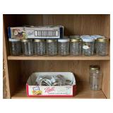 2 SHELVES OF JELLY JARS & LIDS