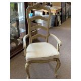 BLEACHED LOOK LADDERBACK ARM CHAIR W/ UPHOLSTERED SEAT