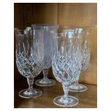 4 SHANNON CRYSTAL WATER GOBLETS (SOME FLEA BITES ON RIM)