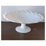 VINTAGE ANCHOR HOCKING "OLD COLONY" LACE EDGE COMPOTE 4 1/2" TALL X 11" ROUND