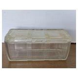 VINTAGE LARGE HAZEL ATLAS REFRIGERATOR DISH W/ RIBBED DESIGN 8 3/4" LONG X 4" WIDE X 3 3/4" TALL