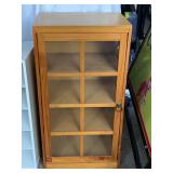 LIGHTWEIGHT WOOD DISPLAY CABINET W/ 4 SHELVES & GLASS PANEL DOOR 16" WIDE X 12" DEEP X 30" TALL