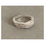 925 STERLING BAND W/ PAVE DIAMONDS SIZE 6 3/4 (3.68 GRAMS) - CHECKOUT