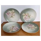4 ANTIQUE HAND PAINTED Z.S. & C ORCHID PLATES MADE IN BAVARIA