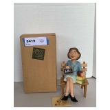 VINTAGE DOUG HARRIS COLLECTION "MISS PRU" ON BENCH 6" TALL W/ BOX