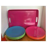 LARGE MELAMINE SERVING TRAY & 11 DINNER PLATES