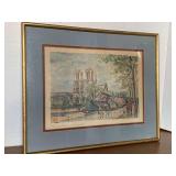 VINTAGE ORIGINAL WATERCOLOR NOTRE DAME IN PARIS SIGNED 16 1/4" X 13 1/4"