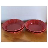 4 RED LOUCARTE SOUP/SALAD BOWLS