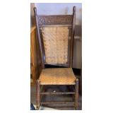 ANTIQUE ROCKING CHAIR W/ CANE BACK & CANE SEAT