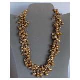 VINTAGE GENUINE CHAMPAGNE FRESHWATER CLUSTER NECKLACE - HAND KNOTTED W/ 14K GOLD CLASP 17" LONG - CHECKOUT