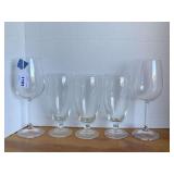 3 CRYSTAL PILSNER GLASSES & 2 HAND BLOWN TALL WINE GLASSES