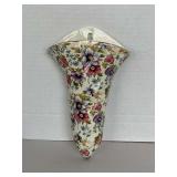 CERAMIC FLORAL WALL POCKET 8" LONG