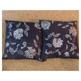 TWO 17X17 NAVY & LIGHT BLUE THROW PILLOWS