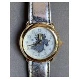 CHRISTMAS ANGEL WATCH W/ SILVER METALLIC LEATHER BAND - CHECKOUT