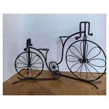 2 BLACK IRON DECORATIVE UNICYCLES 12" TALL, 9" TALL