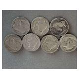 SEVEN 1936 BUFFALO NICKELS - CHECKOUT