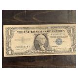 1957A $1 BLUE SEAL SILVER CERTIFICATE STAR NOTE - SERIAL NO *89958533A