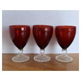 3 VINTAGE ANCHOR HOCKING BUBBLE RUBY RED WATER GOBLETS