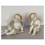 PAIR ANTIQUE PORCELAIN CHERUBS MADE IN JAPAN 3 1/2" TALL