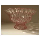 VINTAGE MOON AND STAR LE SMITH, PINK RUFFLE GLASS BOWL