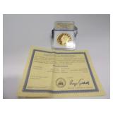 1849 DOUBLE EAGLE GOLD CLAD TRIBUTE PROOF WITH CERTIFICATE OF AUTHENTICITY