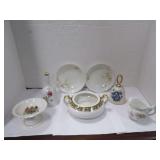 MIXED LOT OF DISHES AND BELLS