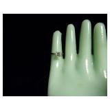 14 KARAT GOLD ELECTROPLATE, RING SIZE 5 WITH CLEAR STONE