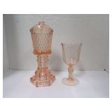 TWO PIECES OF PINK DEPRESSION, GLASS