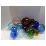MIXED LOT OF DIFFERENT SIZE HAND BLOWN GLASS BALLS