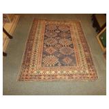 VINTAGE HAND WOVEN AREA RUG FEATURING GEOMETRIC MOTIF