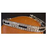 LADIES, PLATINUM, DIAMOND AND SAPPHIRE ANTIQUE BRACELET