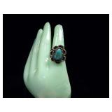 STERLING SILVER RING SIZE 7 WITH BEAUTIFUL TURQUOISE STONE