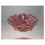 VINTAGE PINK IRIDESCENT, CARNIVAL GLASS BOWL