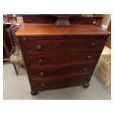 ANTIQUE AMERICAN EMPIRE FLAME MAHOGANY FOUR DRAWER CHEST OF DRAWERS