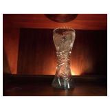 VERY HEAVY, TALL, CRYSTAL GLASS VASE