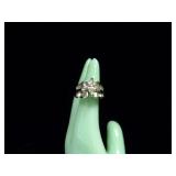 14 KARAT GOLD RING SIZE 4.5 WITH DIAMONDS WEIGHING APPROXIMATELY 8.2 GRAMS