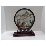 VINTAGE CHINESE COURT DIORAMA WITH PANDAS