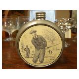 VINTAGE ENGLISH SHEFFIELD, PEWTER FLASK