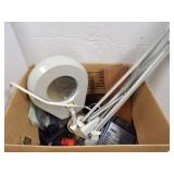 MIXED BOX LOT, MAGNIFIER, CALCULATORS, AND MUCH MORE