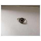 STERLING SILVER RING WITH REDDISH ORANGE STONE SIZE 8 1/2
