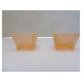 TWO MOSSER FROSTED PINK GLASS ￼SALT CELLARS UV REACTIVE