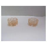 TWO VINTAGE MASS GLASS, PINK CIDER, CLASSIC STAR AND PANEL PAT PATTERN, UV REACTIVE, SALT, SELLERS