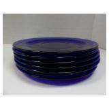 LOT OF SIX COBALT BLUE GLASS PLATES
