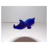 VINTAGE FENTON COBALT BLUE GLASS SHOE