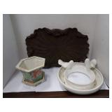 WOODEN TRAY, PLANTER AND BIRD FEEDER