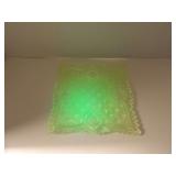 VINTAGE URANIUM GREEN GLASS, DAISY AND BUTTON SHIELD PATTERN DISH UV REACTIVE