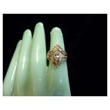 14 KARAT GOLD RING WITH DIAMONDS SIZE 4.25 WEIGHING APPROXIMATELY 7.4 G