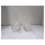 LOT OF TWO VINTAGE MURANO STYLE PERFUME BOTTLES ONE STOPPER NEEDS REPAIR